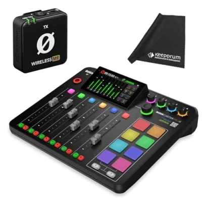 Image de Rode Rodecaster Pro II Podcast Station + microphone sans fil ME TX chiffon microfibre Keepdrum