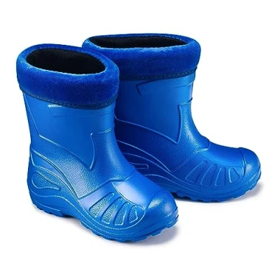 Image de ESTRO Botte de Pluie Fille Bottes Enfant Garcon Fourrée Chaussure Caoutchouc K050 (27 EU, Bleu)