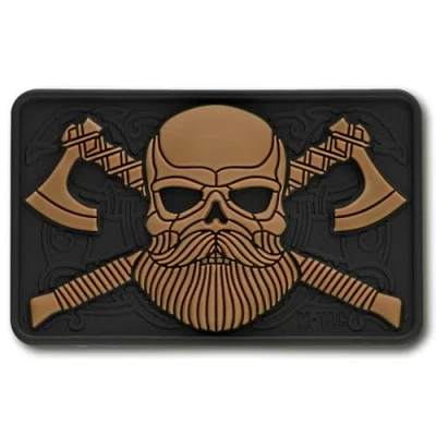 Image de M Tac Patch tactique à barbe et crâne moral pour équipement militaire vêtements, vestes, sacs dos, chapeaux avec attaches crochet (noir/coyote)