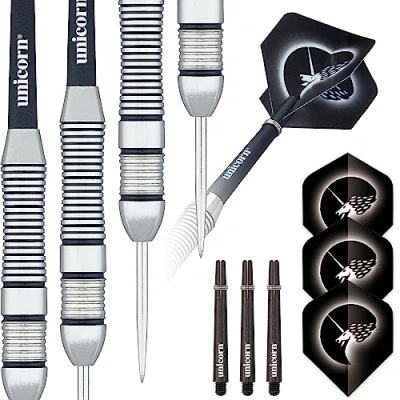 Image de ‎Unicorn Core Plus Satinlux Fléchettes à Pointe en Acier Unisexe, Argent/Noir, 24 g