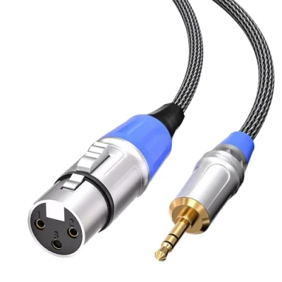 Image de Tisino Câble XLR jack 3.5mm, de microphone Femelle vers 3,5mm mini pour caméscopes, appareils photo reflex numériques, appareil d&#039;enregistrement d&#039;ordinateur, etc. 2M
