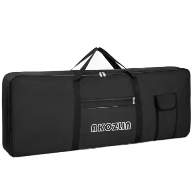 Image de AKOZLIN Housse de clavier portable rembourrée 76 touches Dimensions : 116,8 x 13,5 45,7 cm Sac transport pour piano électrique (noir+jaune)