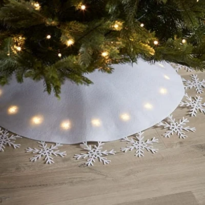Image de Lights4fun Jupe de Sapin Noël Lumineuse 90 cm Diamètre avec 20 LED Blanc Chaud a Piles