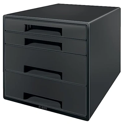 Image de LEITZ Bloc à Tiroirs pour Bureau, Organiseur de Bureau avec 4 A4, 100% Recyclable, Compensé en CO2 &amp; Certifié Blue Angel, Gamme Recycle, coloris Noir, 53720095