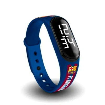 Image de FIT &amp; FUN Montre numérique avec bracelet officiel FC Barcelone Étanche de sport fonctions calendrier, design du Barça Saison 23/24