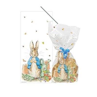 Image de Anniversary House Peter Rabbit Sacs en cellophane avec attaches torsadées, Imprimé Animal, M569, multicolore