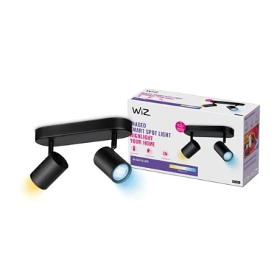 Image de WiZ Spots LED connecté Wi Fi IMAGEO noir 2x5W, 2700 6500K, Nuances de Blanc, fonctionne avec Alexa, Google Assistant et Apple HomeKit