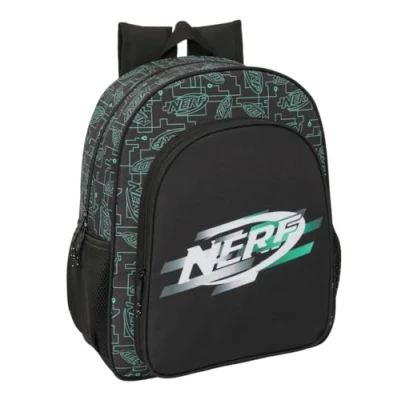 Image de safta NERF GAME Sac à dos junior, adaptable au chariot, idéal pour les enfants de différents âges, confortable et polyvalent, qualité résistance, 32 x 12 38 cm, Noir, M, Décontracté