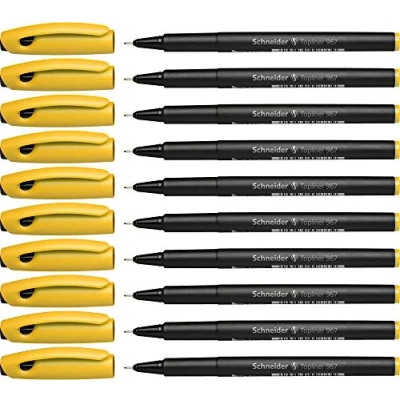 Image de Schneider Topliner 967 Stylo feutre (Fineliner, Pointe Fine 0,4 mm) Lot de 10, Jaune