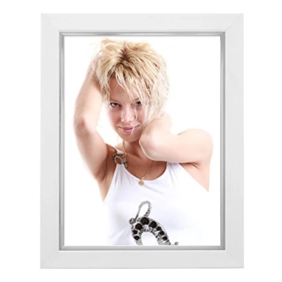 Image de Deknudt Frames S41NK1 Cadre Photo Résine Blanc avec Filet Argenté 20 x cm