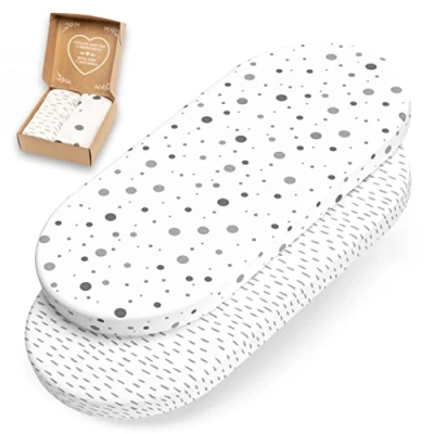 Image de mimaDu Drap Housse nacelle bébé Confort couffin 32x72 de Berceau Bebe 70x37 70x32 75x35 cm 100% Jersey Coton certifié Öko Tex (Points Gris)