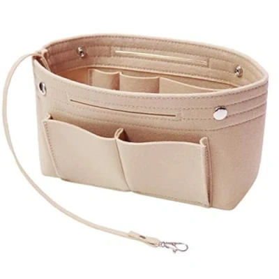 Image de Soyizom Felt Sac à Main Organisateur Liner Shaper Insert dans Un avec Porte clés pour Speedy Neverfull, 8 Couleurs (Beige，Grand)