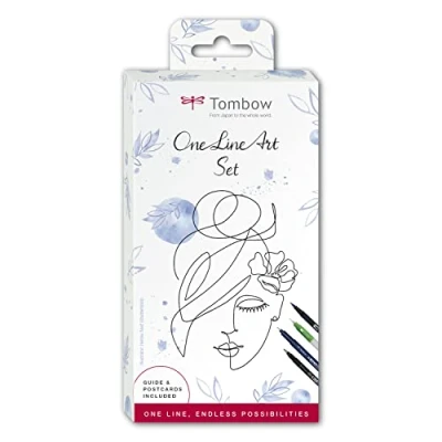Image de Tombow One Line Art Set 6 produits Avec instructions étape par pour votre premier motif [Kit Oneline] Noir Taille M