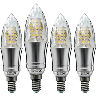 Image de HZSANUE Ampoule LED en Forme de Bougie E14 12W, Équivalent 100W Incandescente, 3500K Blanc Lumière du Chaud, 1350Lm, LED, Petit Edison à Vis, Lot 4