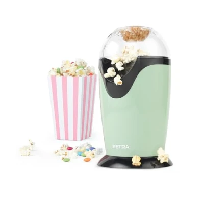 Image de Petra Machine à Pop corn Air Chaud Rapide Sans Huile, Graisse, avec Tasse Mesurer et Couvercle Supérieur Amovible, BPA Appareil Popcorn, Prêt En 3 Minutes, 1200W, PT0493GRVDEEU7