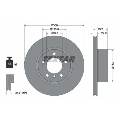 Image de TEXTAR PRO 92238503 Disque de frein 300 22 05/06 120 ventilé l&#039;intérieur revêtu sans boulon fix roue, moyeu roue BMW: 1 5 portes