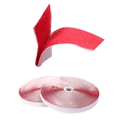 Image de TUKA 25 mètres x 20mm Bande de crochet &amp; boucle Auto Adhésif, autocollant Scratch Autoadhésif, Rubans Adhésive Hook Loop, Largeur, 25M et boucle, Rouge, TKB5008 Red