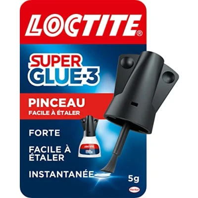 Image de Loctite Super Glue 3 pinceau (flacon de 5 g) Colle forte facile à étaler avec applicateur liquide séchage instantané transparente multi matériaux
