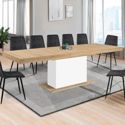 Image de Table à manger extensible rectangle EDEN 8 12 personnes bois et blanc 200 250 cm IDMarket
