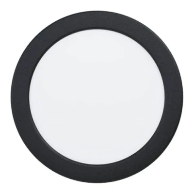 Image de Eglo Spot LED encastrable Fueva 6, lampe de plafond à encastrer, luminaire encastré pour salle bains, plastique noir et blanc, éclairage blanc chaud froid, IP44, ∅ 16,6 cm