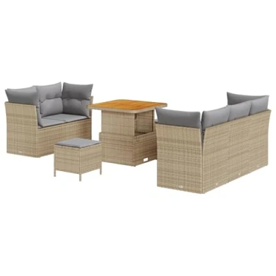Image de VidaXL Ensemble de Canapé Jardin 8 pièces avec Coussins Beiges en Rattan Poly 3361427