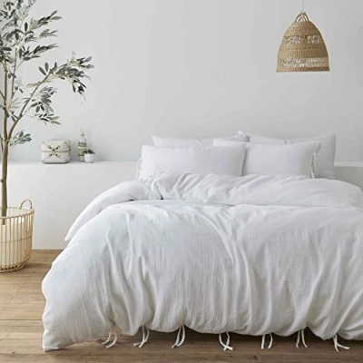 Image de Pineapple Elephant Afra Parure de lit King Size en Mousseline Coton avec taie d&#039;oreiller Blanc