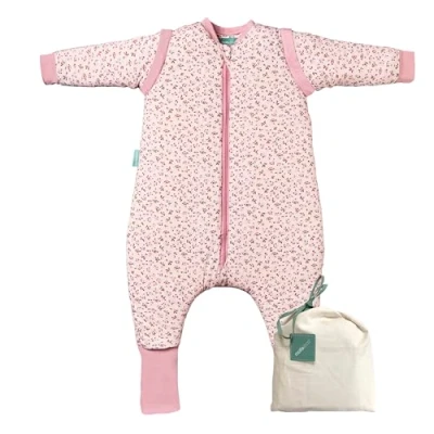 Image de molis&amp;co Gigoteuse pour Bébé avec Pieds, Manches Amovibles et Chaussettes Tog 2.5 Turbulette Hiver Bébé, Fille Garçon 100% Coton (certifiée Oeko TEX) Misty Rose (4 Ans)