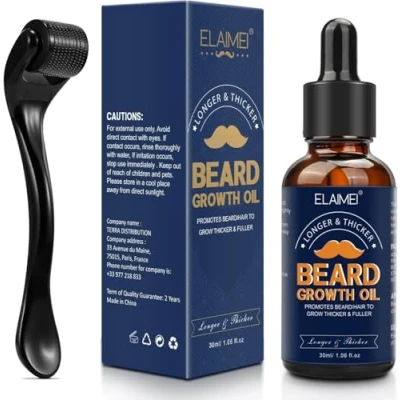 Image de Huile De Croissance Pour &amp; 0.25Mm Microneedle Roller, Kit Barbe, Des Poils Du Visage, Conçu La Barbe Hommes,Soin Optimal 30 Ml
