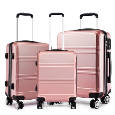 Image de Kono Ensemble de 3 valises à la Mode en ABS léger, avec Mallette Transport Rigide, 4 roulettes, Valise 20 &quot;, 24&quot;, 28 &quot;