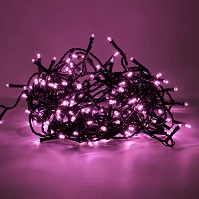 Image de LUCCIKA® série guirlande lumineuse de 15 mètres avec 300 LED couleur rose pour usage extérieur et intérieur contrôleur 31V 8 jeux mémoire câble Vert