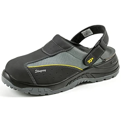 Image de EuroRoutier Stingray Black Leather, Sabots Chaussures de sécurité certifié SB+A+E+FO+SRC (46)