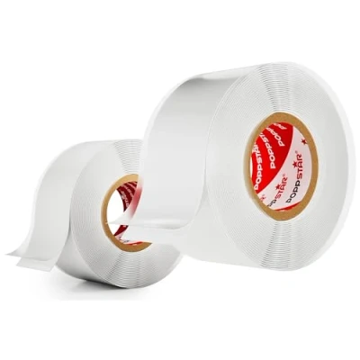Image de POPPSTAR 2x 3m ruban en silicone auto fusionant (auto amalgamant, vulcanisant), isolant et bande d&#039;étanchéité (eau, air), 25 mm de large, blanc