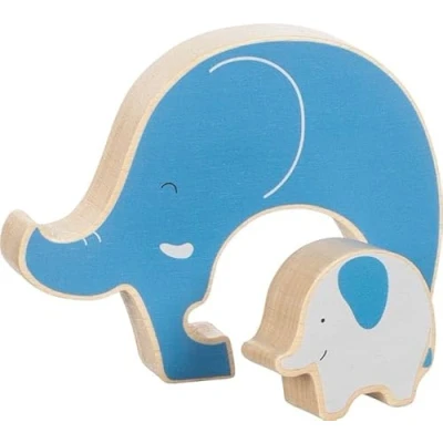 Image de goki Lot de 2 Puzzles éléphant en Bois Jouets éducatifs Favorise la créativité, dextérité, Concentration et l&#039;imagination À partir 1 an, 57330, Bleu Blanc