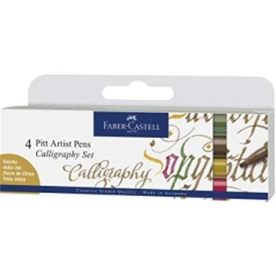 Image de FABER CASTELL Pitt 167505 Lot de 4 stylos à encre calligraphie Multicolore 2,5 mm