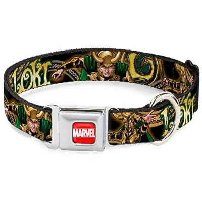 Image de Buckle Down 938,1 cm l&#039;univers Marvel Loki Poses Noir/doré/Vert Collier de Chien