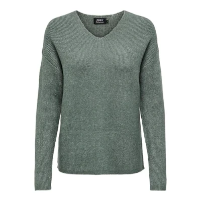 Image de ONLY Camilla Vneck L/S NOOS Pullover, Femme, Taille: Large, Laurel wreath melange