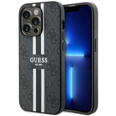 Image de Guess GUHMP14XP4RPSK Coque rigide pour iPhone 14 Pro Max 6,7&quot; Noir à rayures imprimées 4G