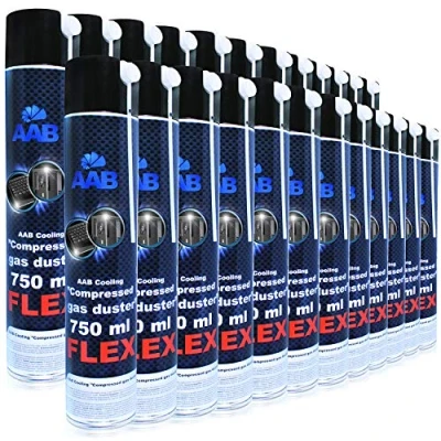 Image de AABCOOLING Compressed Gas Duster FLEX 750ml 24 Pièces Air Comprimé Avec un Tube Flexible, Bombe Sec, Nettoyage PC, Computer Cleaner, Aérosol Dépoussiérant,