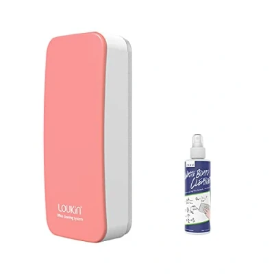 Image de loukin effaceur magnétique effaçable à sec pour tableau blanc, de en verre (rose), une bouteille nettoyant blanc 96,4 g inclus, salle classe, maison et