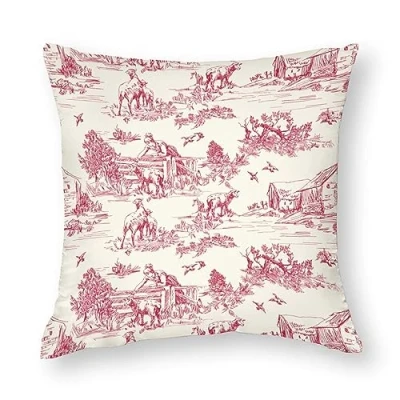 Image de NIBABA Housse de coussin En toile Jouy Motif moutons 50 x cm polyester doux