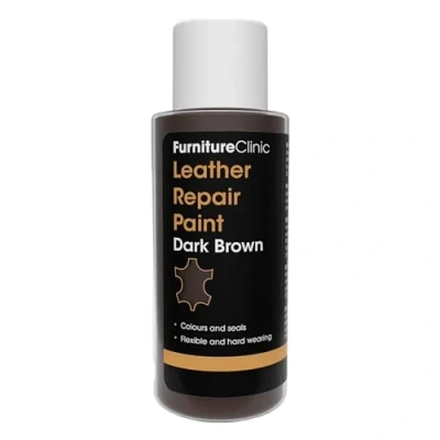 Image de Recoloration et Réparation du Cuir 2 en 1 Application Facile Marron Foncé avec Enduit, Restauration Légère Rapide, Idéale sur Cuirs : Canapé, Meuble, Siège Auto, Chaussures, Sac à Main. 50 ml