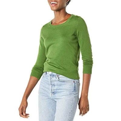 Image de Amazon Essentials Pull Col Rond Léger À Manches Longues (Grandes Tailles Disponibles) Femme, Vert, L