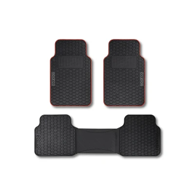 Image de SPARCO F500 SPCF500RD Ensemble de tapis sol PVC avant et arrière noir, Rouge