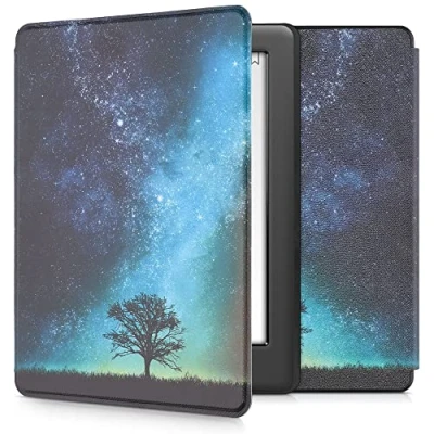 Image de kwmobile Étui Compatible avec Kobo Glo HD/Touch 2.0 Coque à Rabat magnétique Tablette eReader Similicuir Bleu Gris Noir