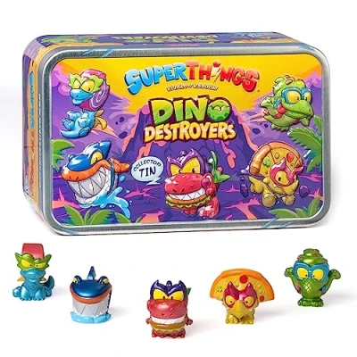 Image de SuperThings Tin Dino Destroyers Boîte de 5 Dinosaures Exclusives à Effet métallisé