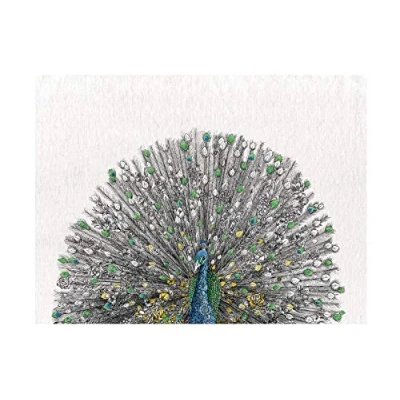 Image de Maxwell &amp; Williams Serviette de Table 100% Coton, Imprimé Paon Bleu, Collection Marini Ferlazzo, 50 x 70 cm Multicolores