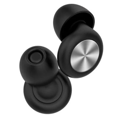 Image de Bouchons d&#039;oreille sommeil, anti bruit, silicone, Ultra confortables pour nuits paisibles, Réduction des ronflements, Lavables et réutilisables(Argent + Noir)