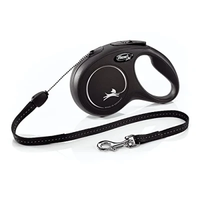 Image de flexi® Laisse rétractable Classique pour Chien (Cordon), Ergonomique, Durable et sans enchevêtrement, Chiens jusqu&#039;à 11,8 kg, 7,9 m, Taille S, Noir