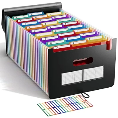 Image de Trieur A4 26 Pochettes/Range Document/ Papier ABClife Valisette Classeur Organiseur Documents Extensible Accordéon Document,Onglets de Couleur Alphabet A Z