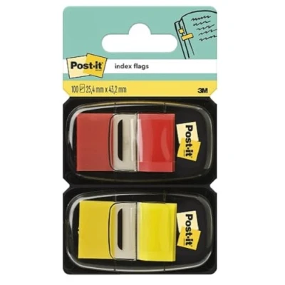 Image de Post it 58957 Marque page standard 25,4 x 44 mm Lot de 2 50 Rouge/Jaune